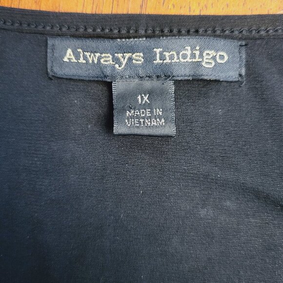 Always Indigo ~ Sz 1XL ~ Blouse with Cut Out Sleeves ~ NWT - Picture 7 of 8